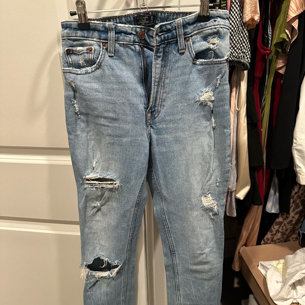 Abercrombie & Fitch Blue Skinny Jeans with Distressed Details